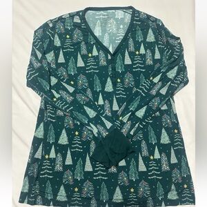 Little Sleepies Green Tree Print Top